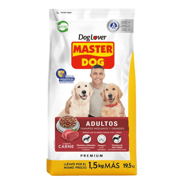 Master Dog Adulto 18 + 1.5 Kilos Sabor Carne 19 Kilos