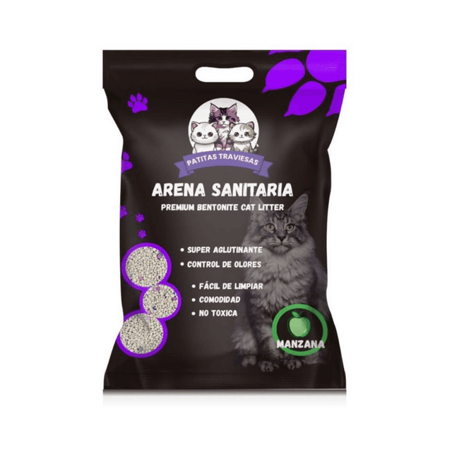 Arena Sanitaria Patitas Traviesas 4 Kilos Aroma Manzana